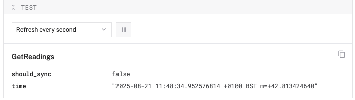 Control tab with sensor panel